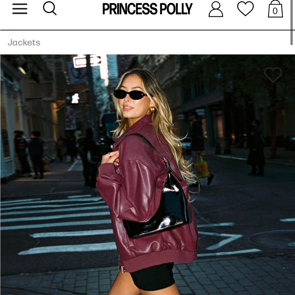 GOLDSMITH FAUX LEATHER BOMBER JACKET BURGUNDY // (Oversized) Size 4